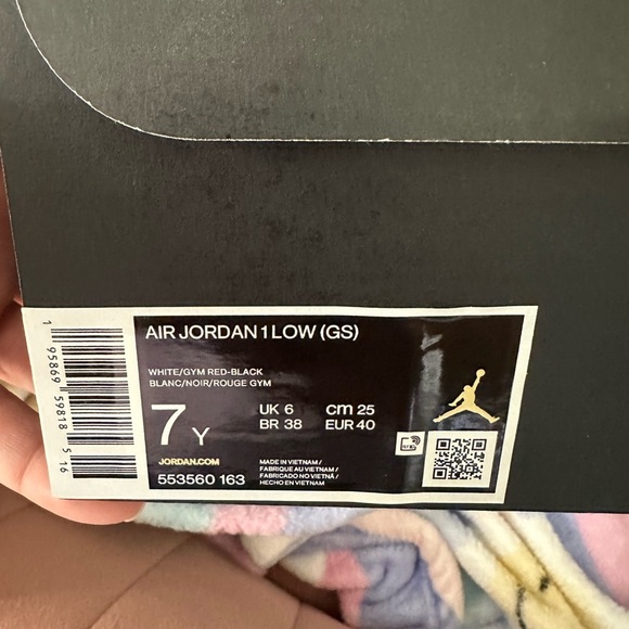 Jordan Kids Red and White Sneakers - Picture 2 of 3